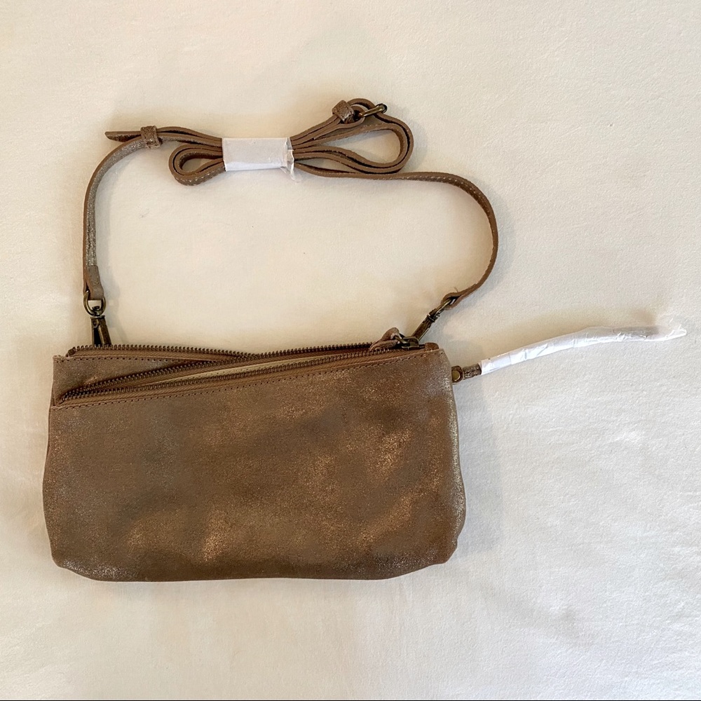 NWOT Sundance Metallic Taupe Crossbody Bag